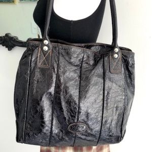 Sofia.C. Black Large Leather Tote Bag